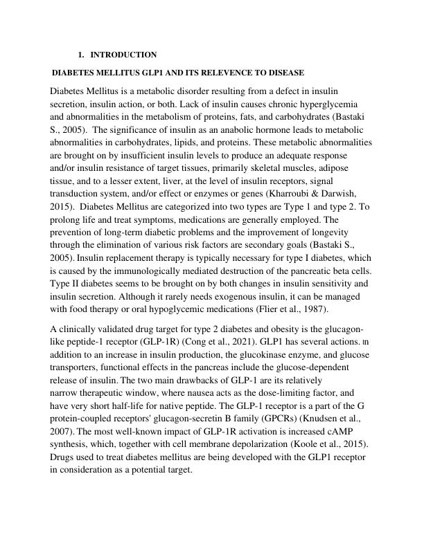 CW1 7007 BMS Lab Report on Diabetes mellitus glp1 and its relevence to disease_2