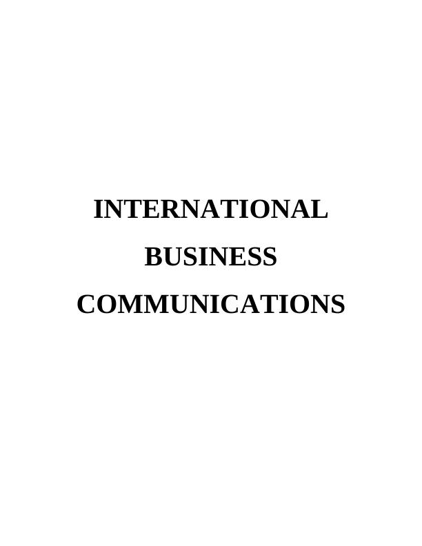 International Business Communications : Assignment_1
