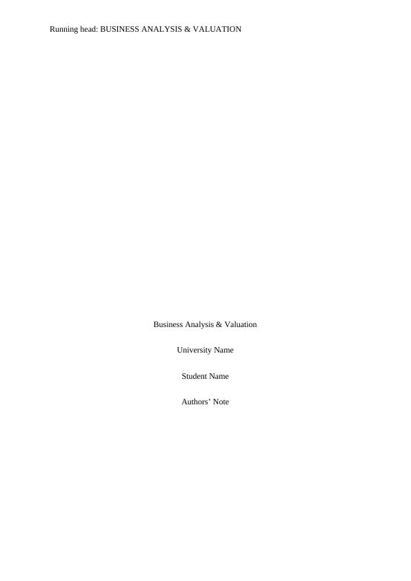 Report on Business Analysis and Valuation_1