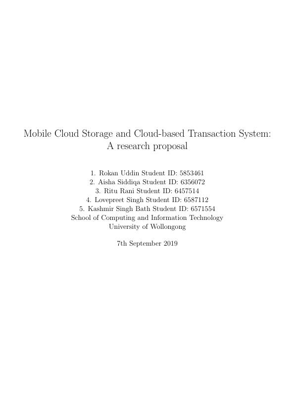 Mobile Cloud Storage and Cloud-based Transaction System Research Proposal 2022_1