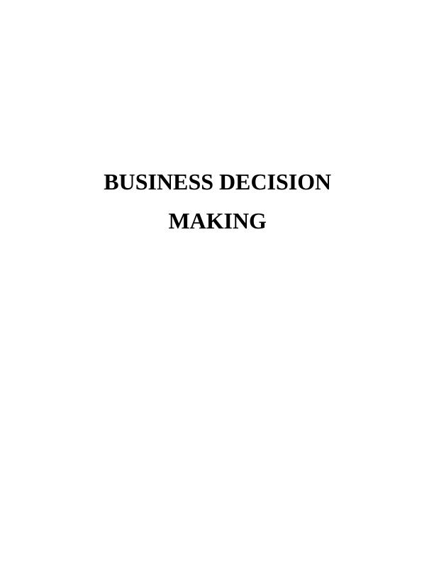 Business Decision Making Assignment TESCO_1