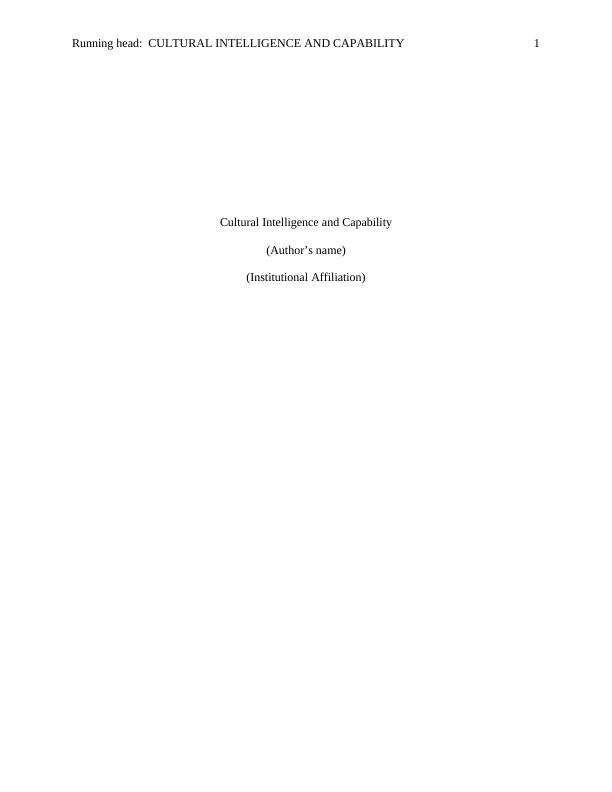CUC107 Cultural Intelligence and Capability Assignment_1