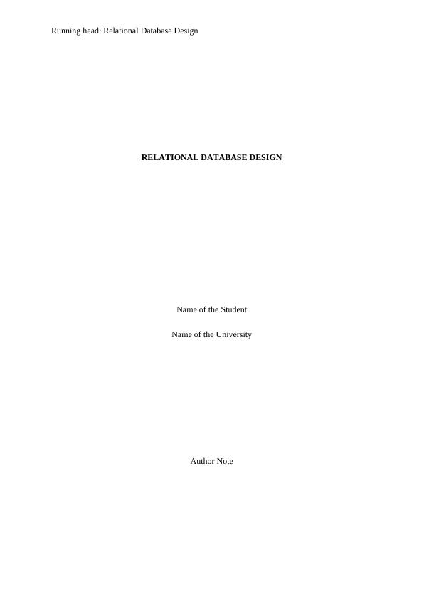 Relational Database Design Report 2022_1