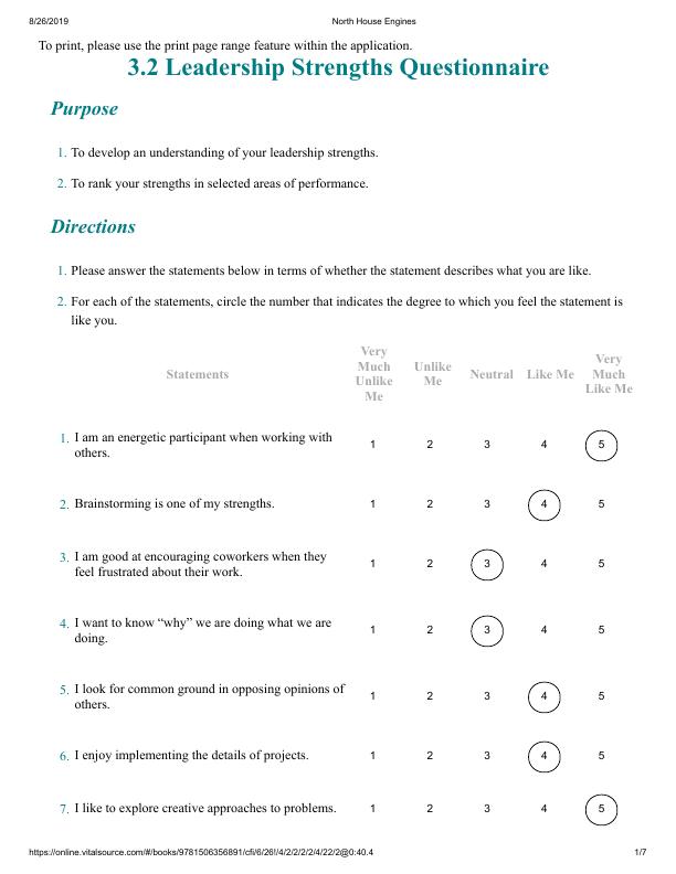 Leadership Strengths Questionnaire