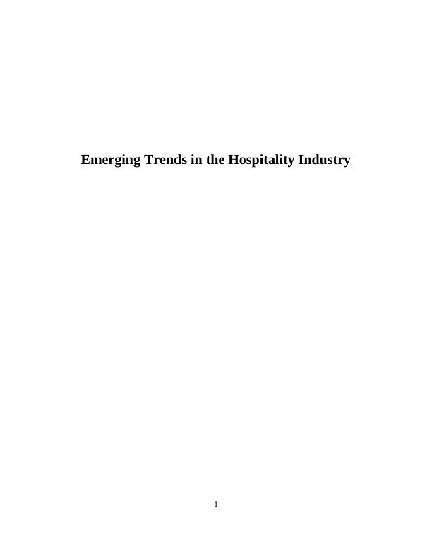 Emerging Trends in Hospitality Desklib