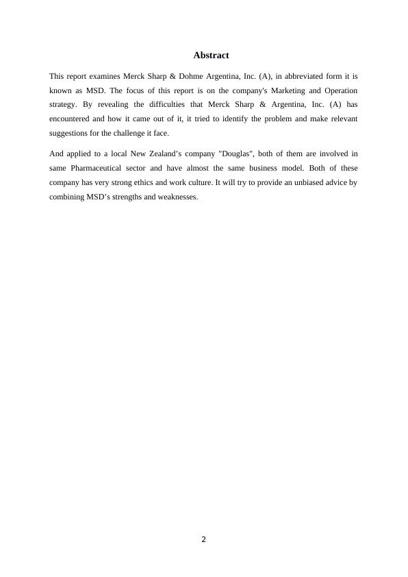 Merck Sharp & Dohme Argentina, Inc. (A) Case Study Report_2