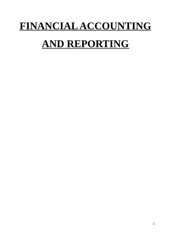 Financial Accounting and Reporting | Report_1