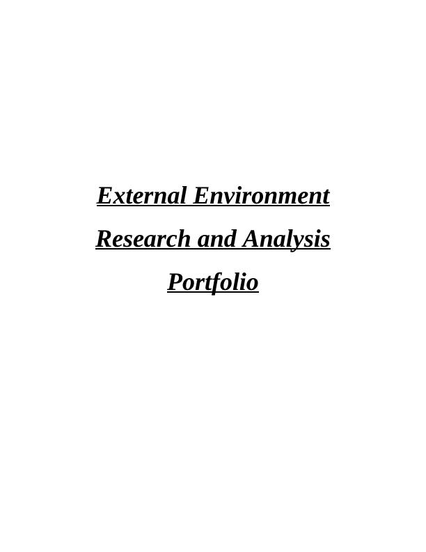 External Environment: Research and Analysis Portfolio_1