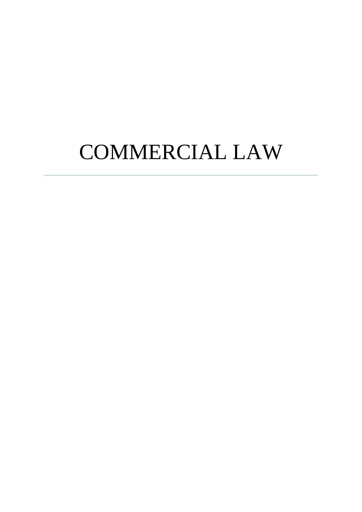 Introduction To The Commercial Law 3444