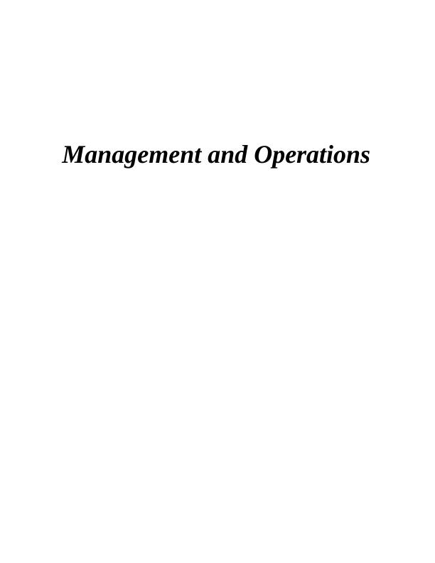 Assignment on Management and Operations - Marks and Spencer_1
