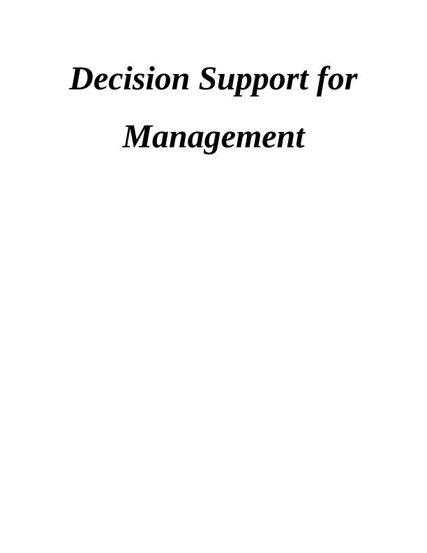 Decision Support for Management_1
