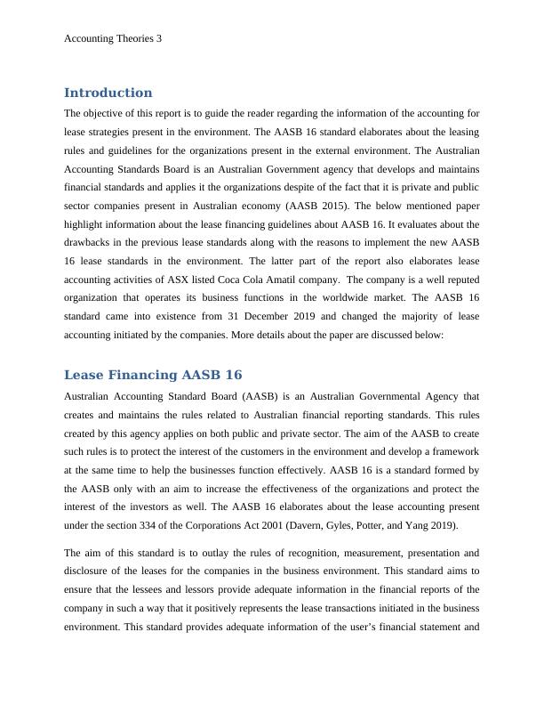 Accounting Theories AASB 16 Lease Accounting Standards