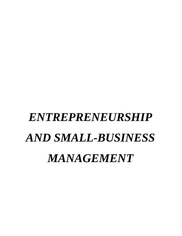 Essay on Entrepreneurship Small Business_1