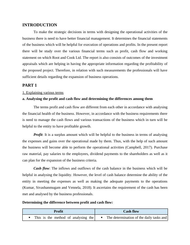 Report on Profit, Cash Flow and Wworking Statement on Root and Cook Ltd_3