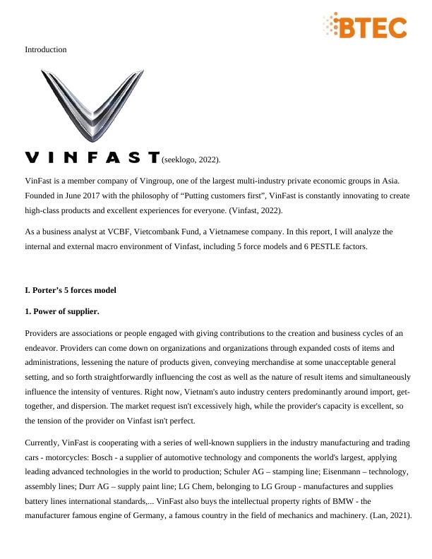 Analysis of VinFast's Business and Business Environment_4