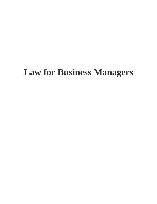 Law for Business Managers - Assignment Sample_1