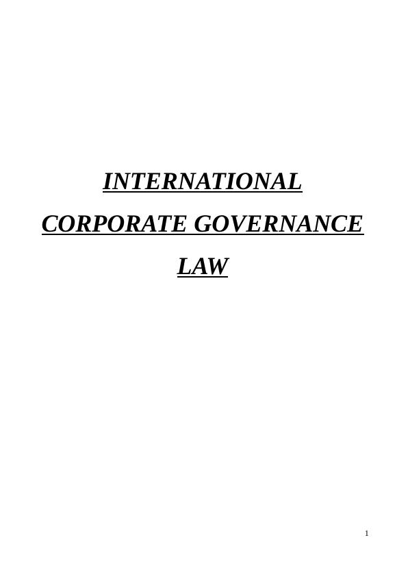 International Laws and Codes of Corporate Governance- Assignment_1