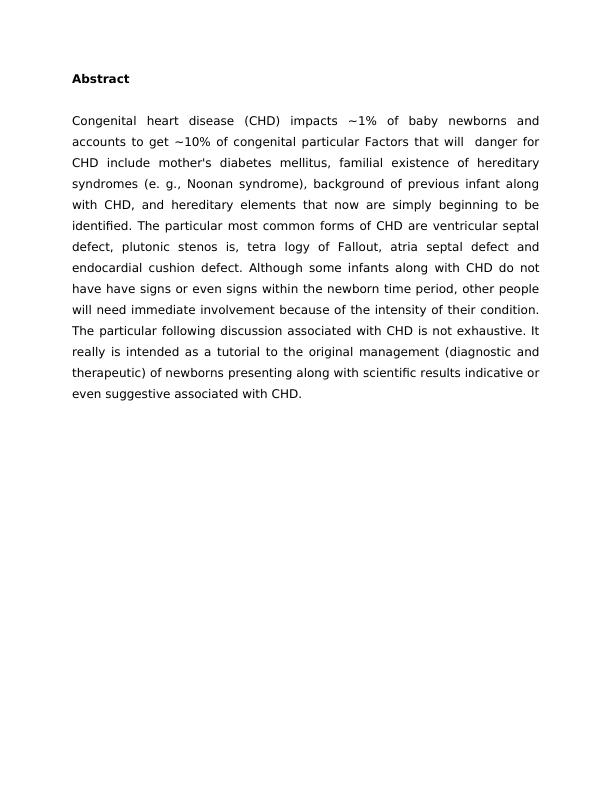 Congenital Heart Disease in Children : Report_2