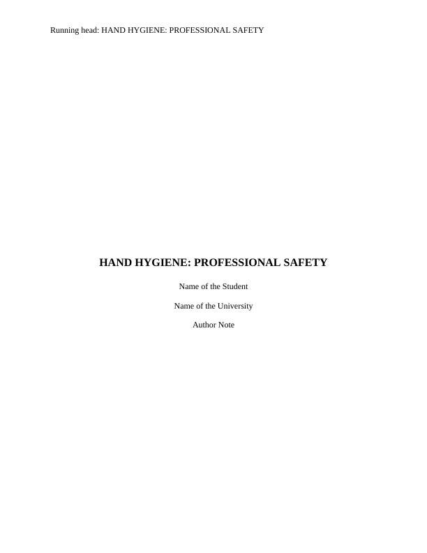 Hand Hygiene: Professional Safety_1