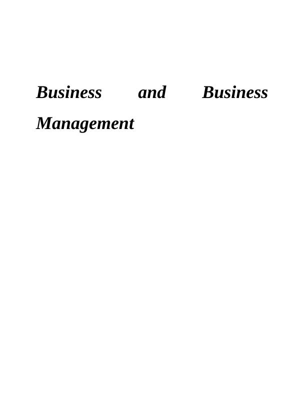 Business and Business Management Report_1
