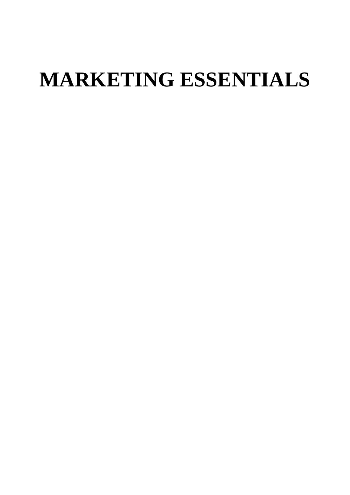 Assignment on Marketing Essentials - McDonald's_1