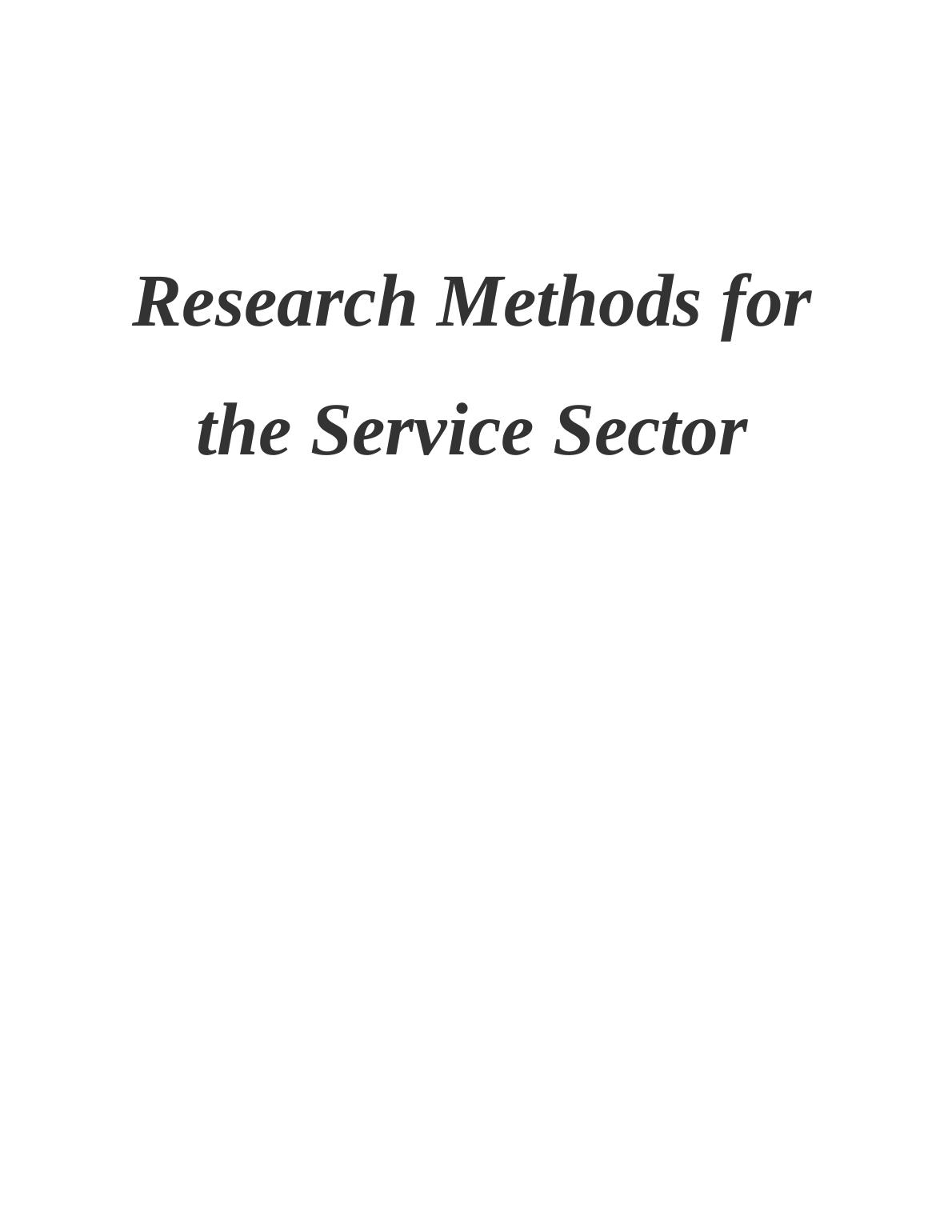 Research Methods for the Service Sector_1