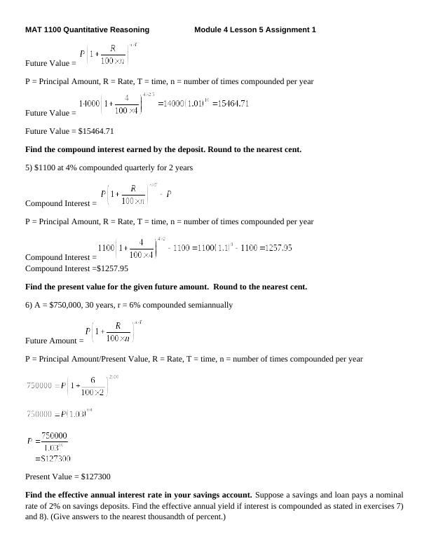 MAT 1100 Quantitative Reasoning - Module 4 Lesson 5 Assignment 1_2