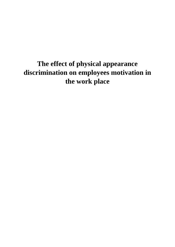 effect-of-physical-appearance-discrimination-on-employee-motivation