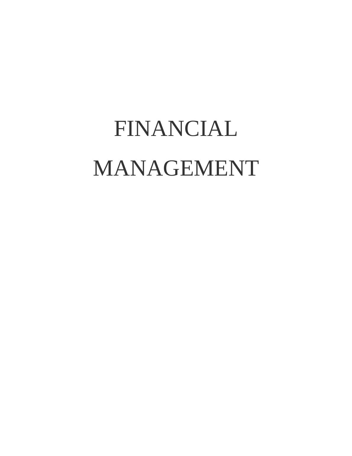 Financial  Management  -  Assignment Sample_1