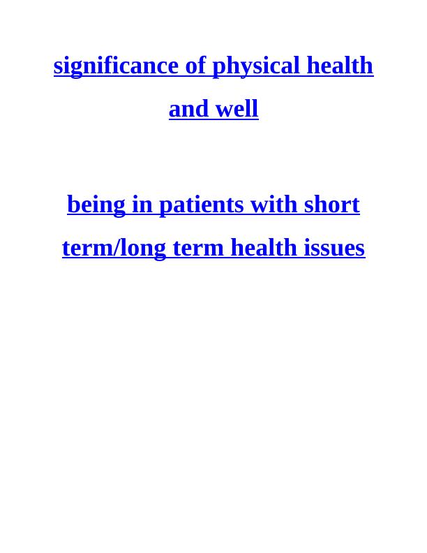 Significance of Physical Health and Well Being in Patients_1