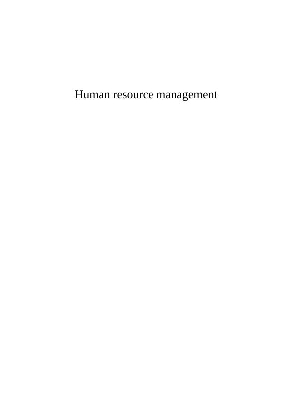 Human Resource Management Project Report_1