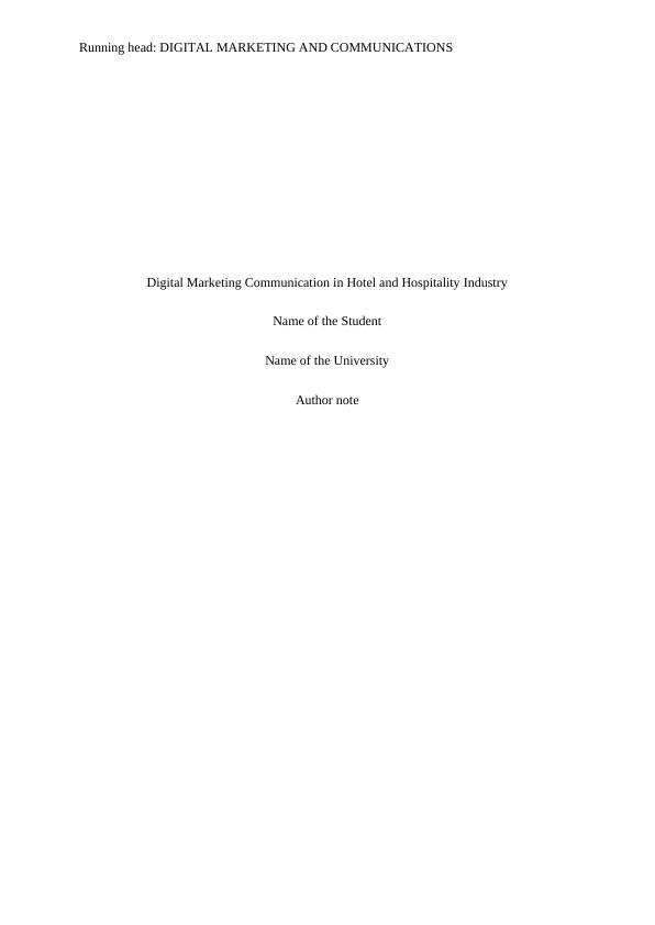 Digital Marketing and Communication in Hotel and Hospitality Industry in Australia_1