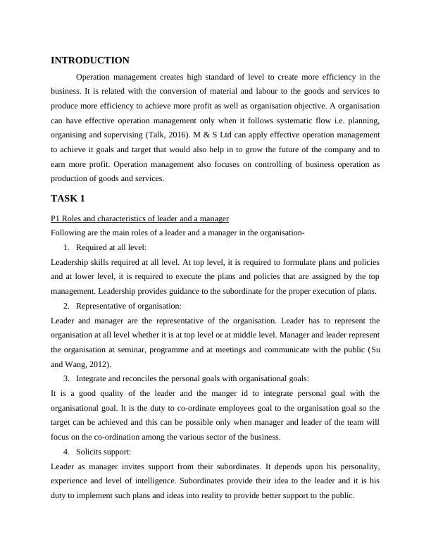 Operation Management Of M&S Ltd For Achievement Of Goals | Report_3