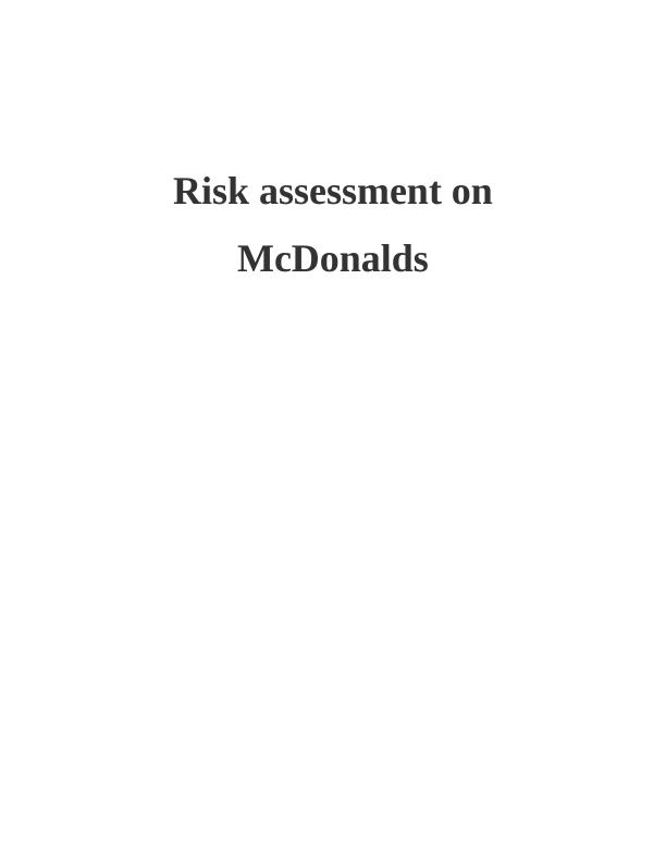 Risk Assessment on McDonalds_1