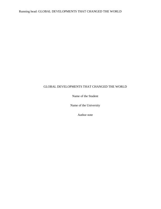 Global Developments that Changed the World Research Paper 2022_1