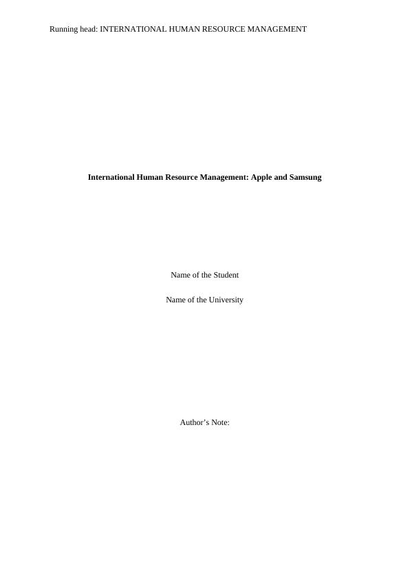 International Human Resource Management: Apple and Samsung_1