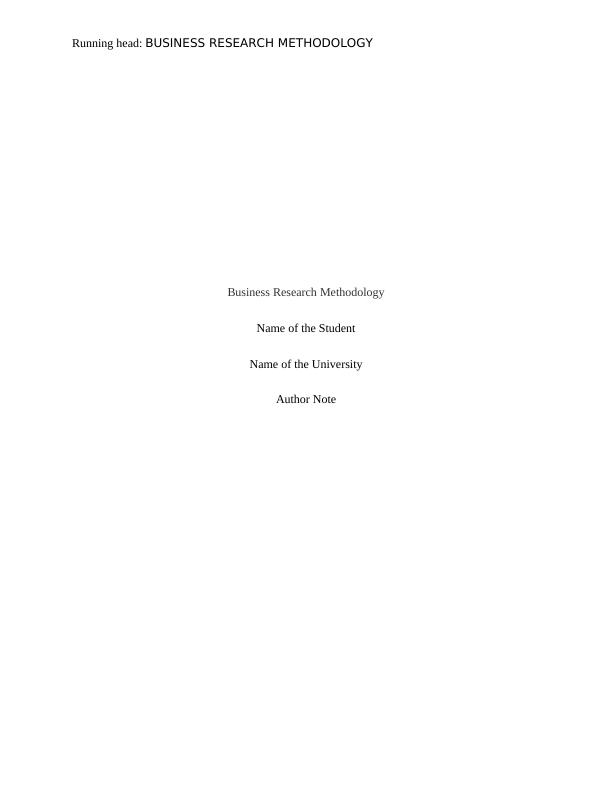 Business And Research Methodology Report_1