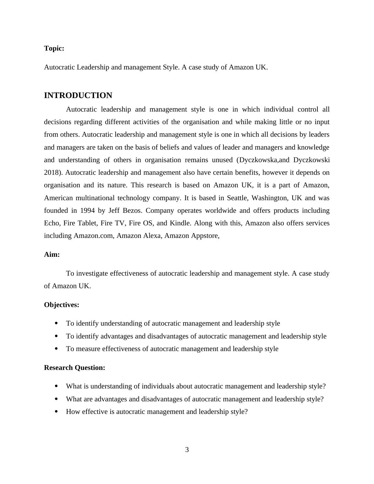 autocratic leadership style case study