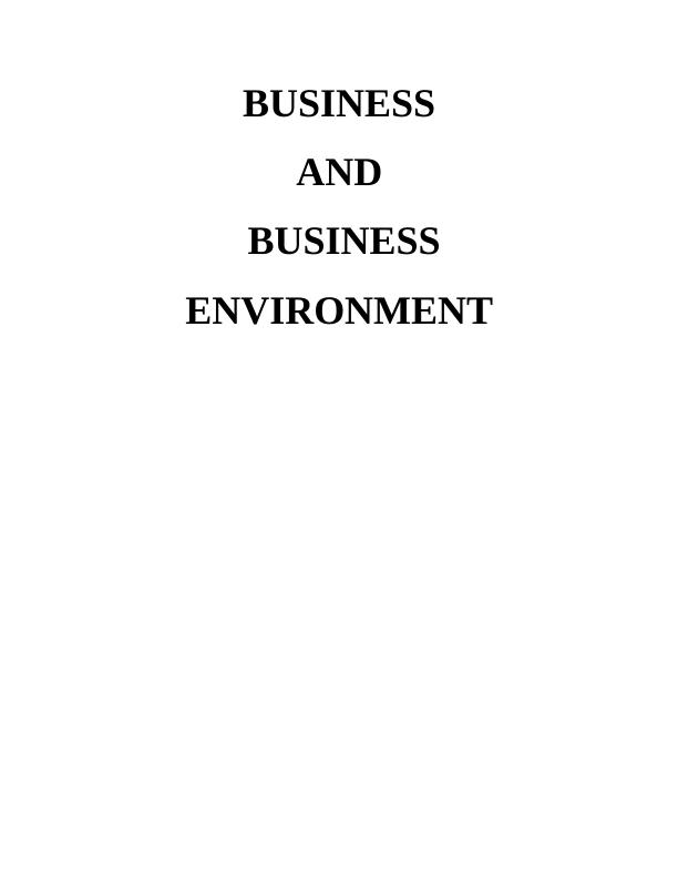 Business and Business Environment Assignment - McDonald organisation_1