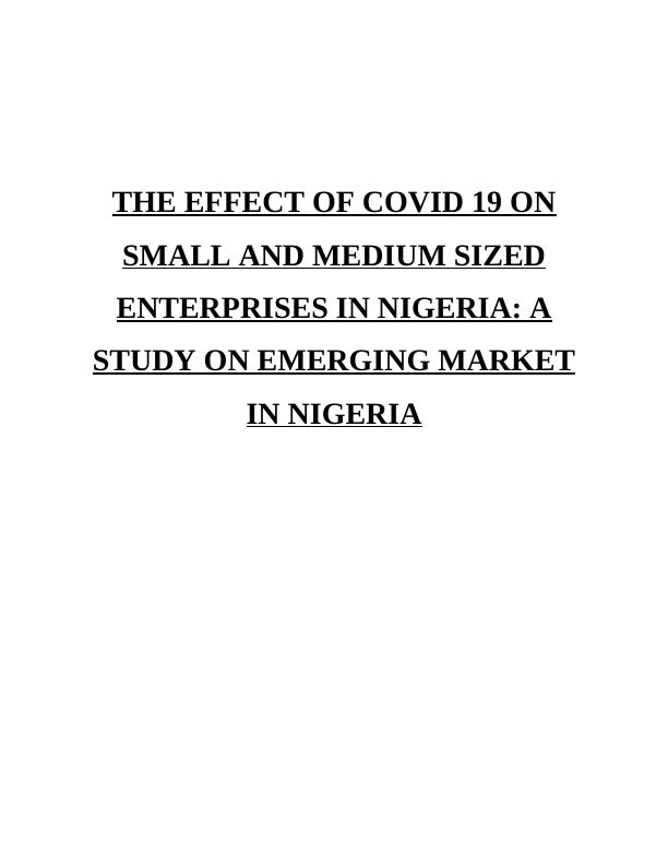 The Effect of Covid 19 on Small and Medium Sized Enterprises in Nigeria_1