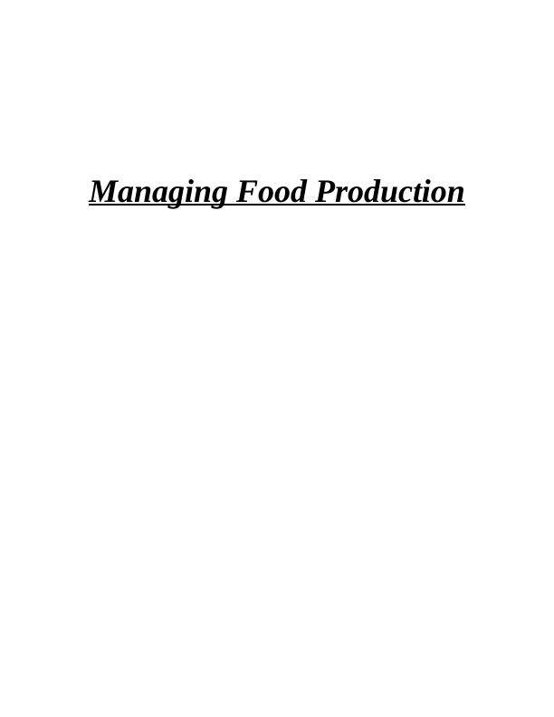 Managing Food Production -  Hazev Restaurant  Assignment_1