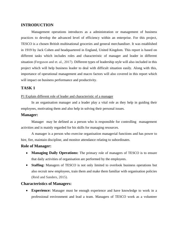 Management & Operations in TESCO, a multinational groceries and general merchandiser_3