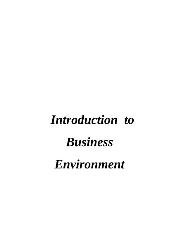 Introduction to Business Environment Assignment (Doc)_1