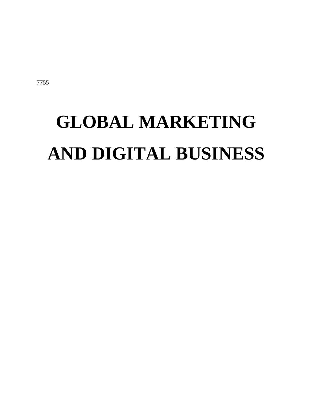 Global Marketing and Digital Business : Assignment_1