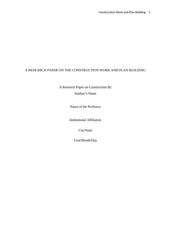 Plan Building and Construction Work - Research Paper_1