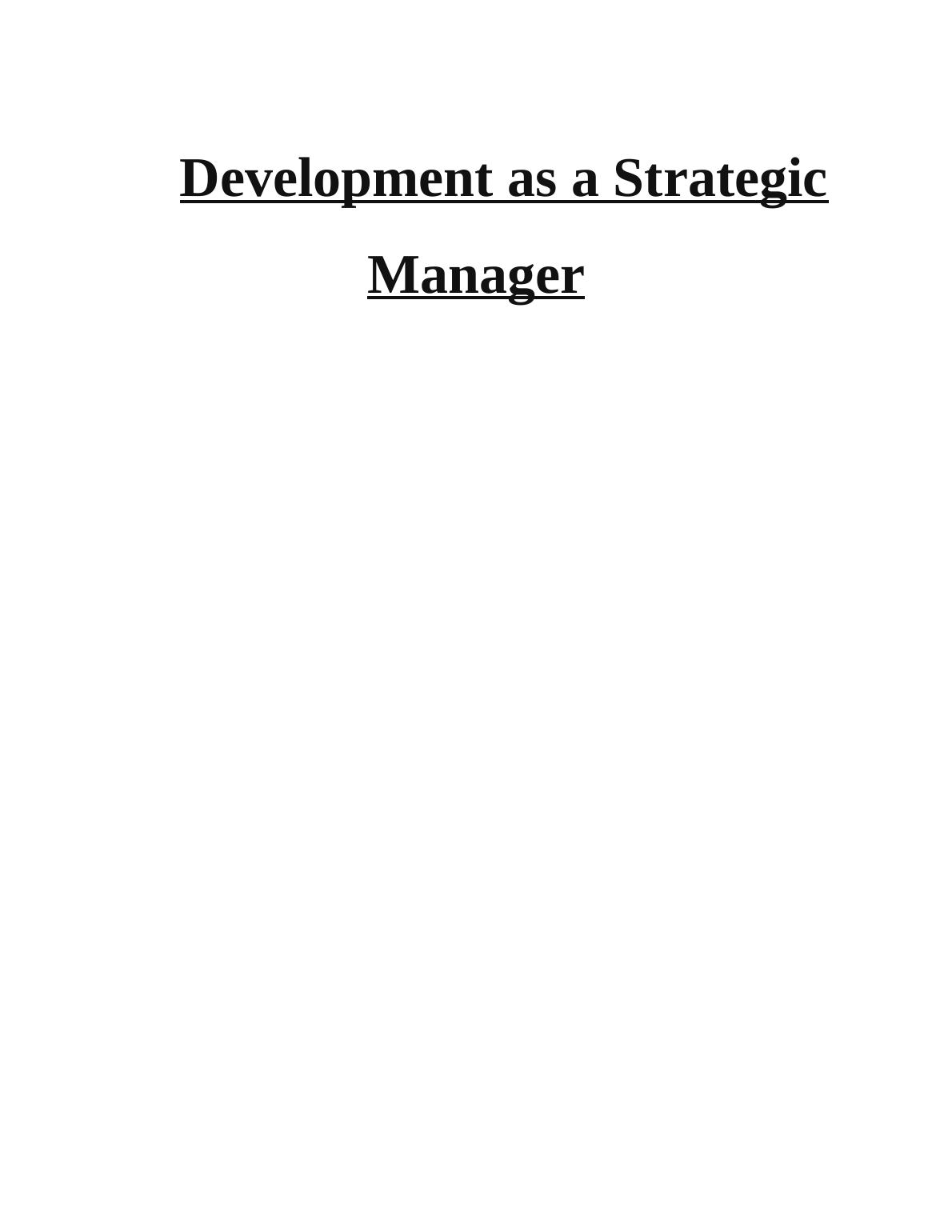 Development as a Strategic Manager : Assignment