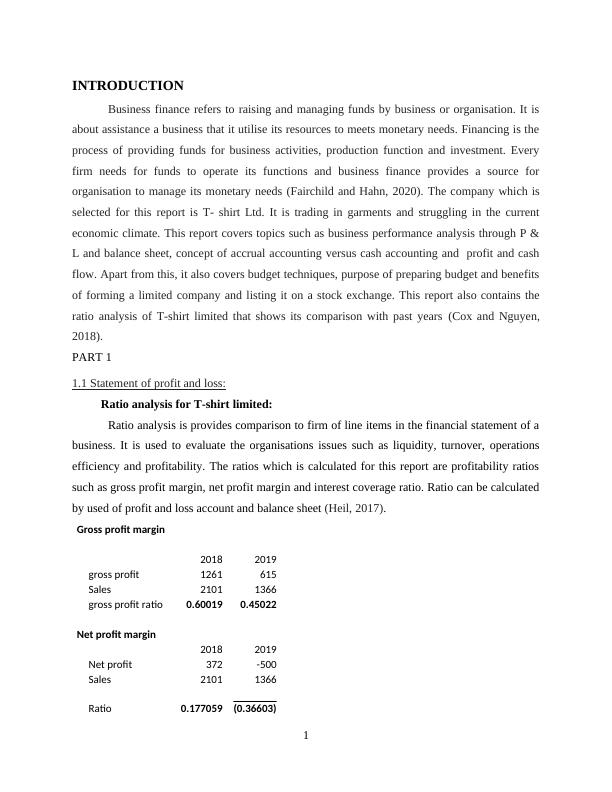 Business Finance: Analysis of Profit and Loss and Financial Position_3
