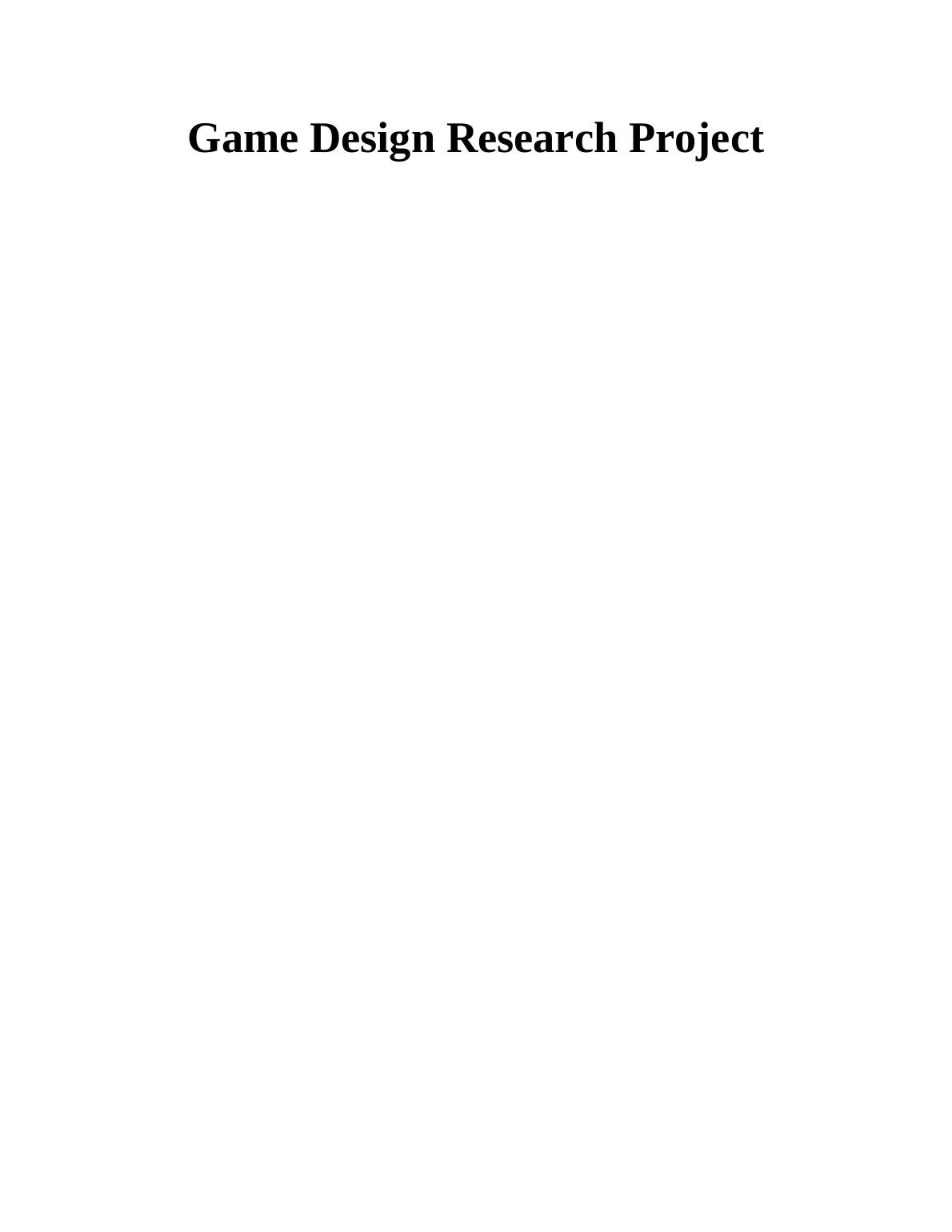 research paper on game design