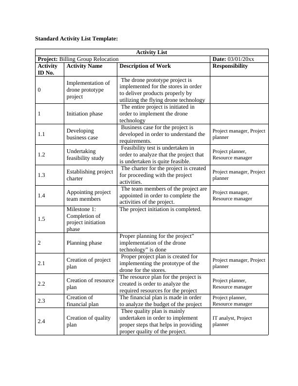 [DOCUMENT] Drone Prototype Project Plan