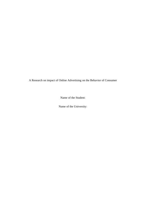 A Research on impact of Online Advertising on the Behavior_1